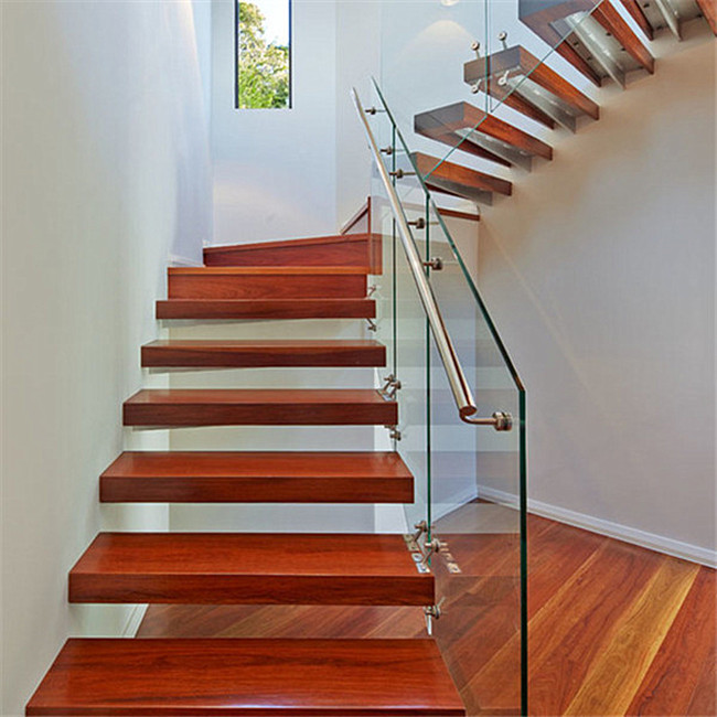 Modern Wooden Floating Straight Stairs Customized Interior designs