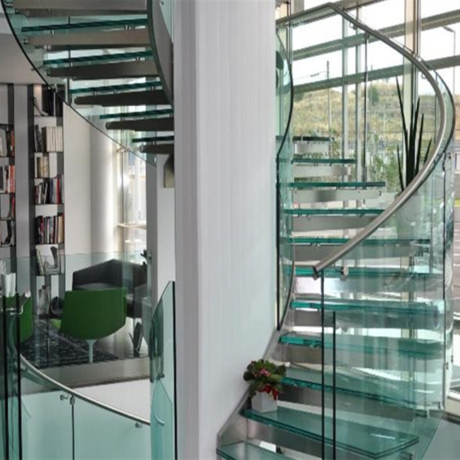 China manufacturer modern glass curved staircase design - 副本