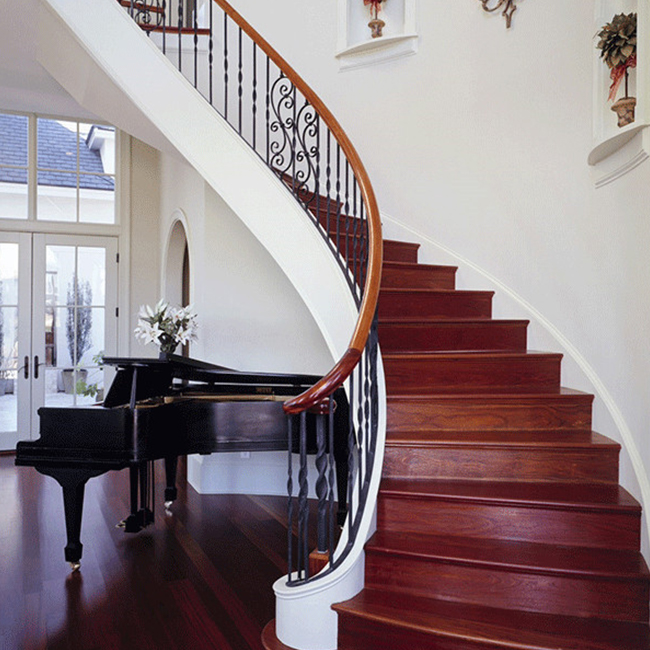 Solid wood tread curved staircase for interior resident 