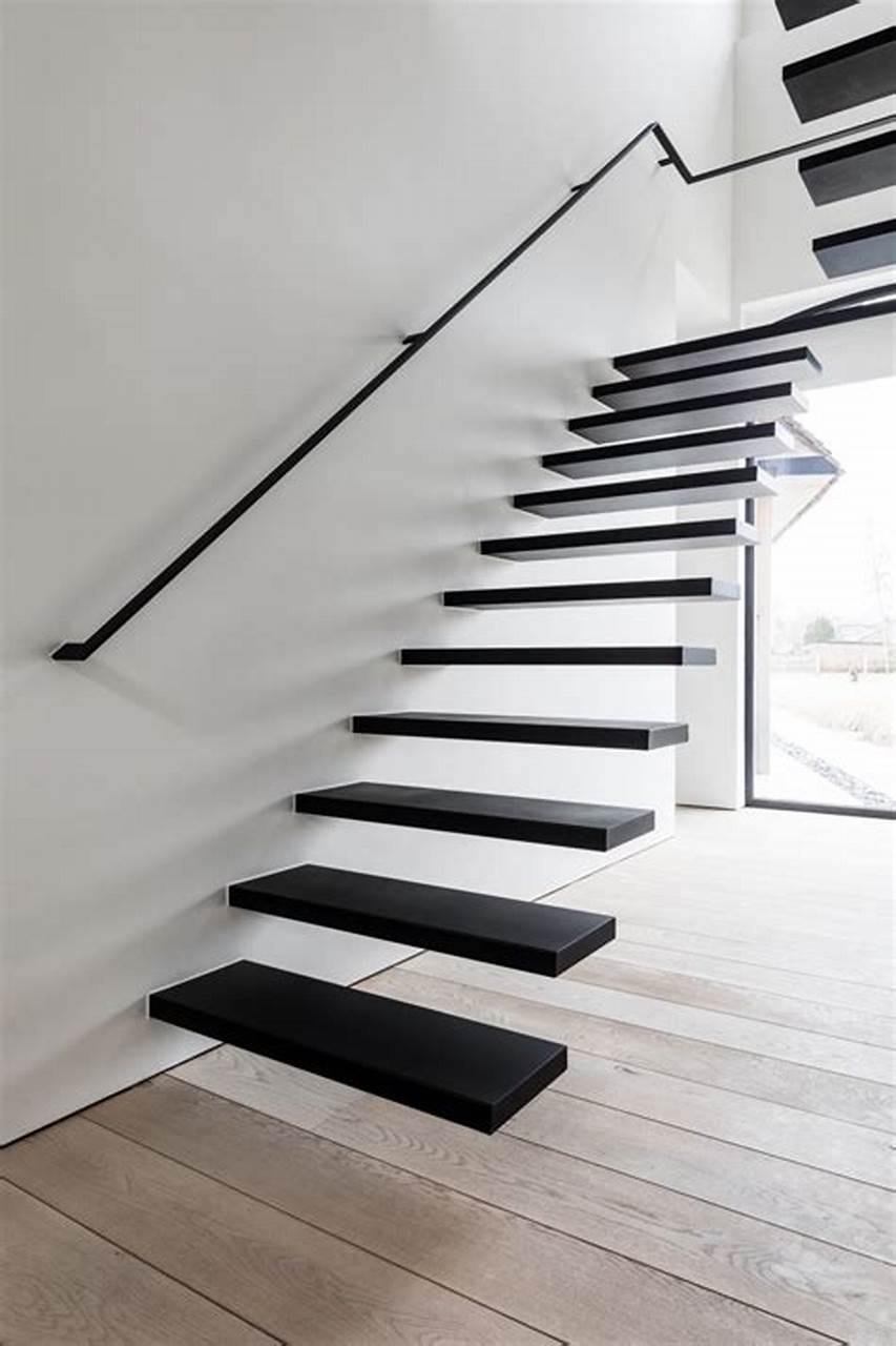 Modern Wood Floating Staircase Cantilevered Stairs - 副本