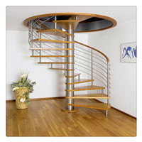 New design Aluminum small column handrail spiral wooden stairs - 副本