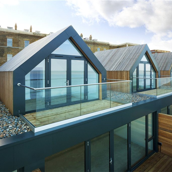 aluminium U channel glass railing for outside balcony terrace