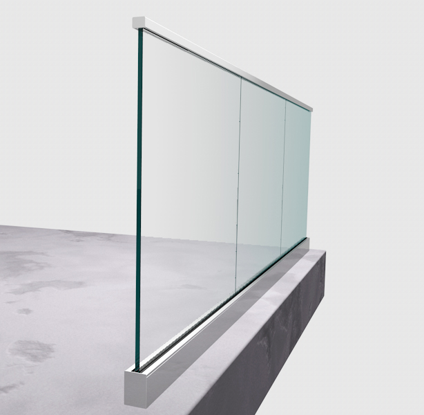 U channel frosted glass balcony balustrade PR-U007