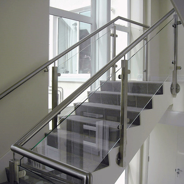 side mounted glass railing for staircase