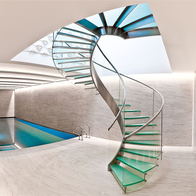 modern stainless steel curved stair