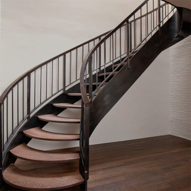 Curved staircase decorative wood tread for interior resident from Foshan