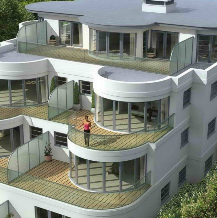 Apartment Balcony U Channel Frameless Glass Railing PR-U
