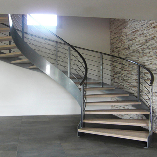 Modern home decoration stairs wooden curved staircase