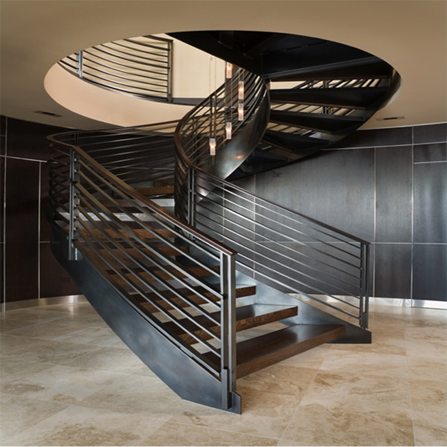 Home decoration stairs wooden curved staircase