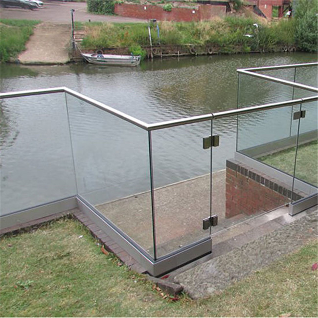 Flooring mounted U channel interior stair glass railing PR-U070