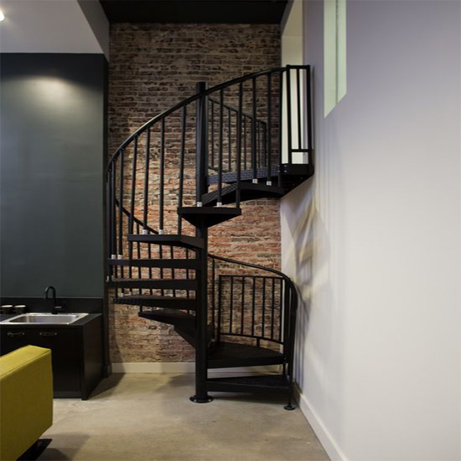 modular black ornamental indoor steel wood spiral staircase small space