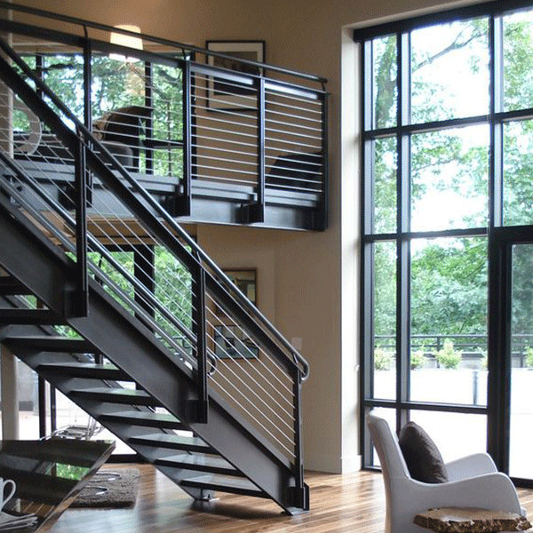 Modern floating straight staircase marble step design foldable stairs