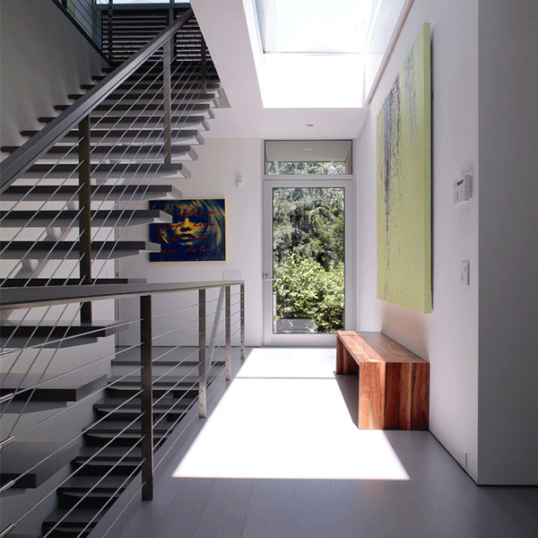 Straight Mild Steel Glass Modern Floating Staircase spiral stairs