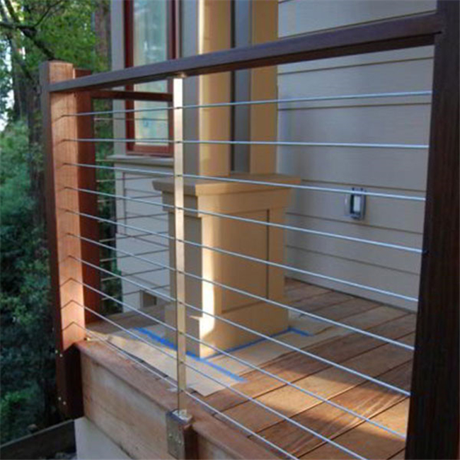 Cables decking railing with hand rails for balcony