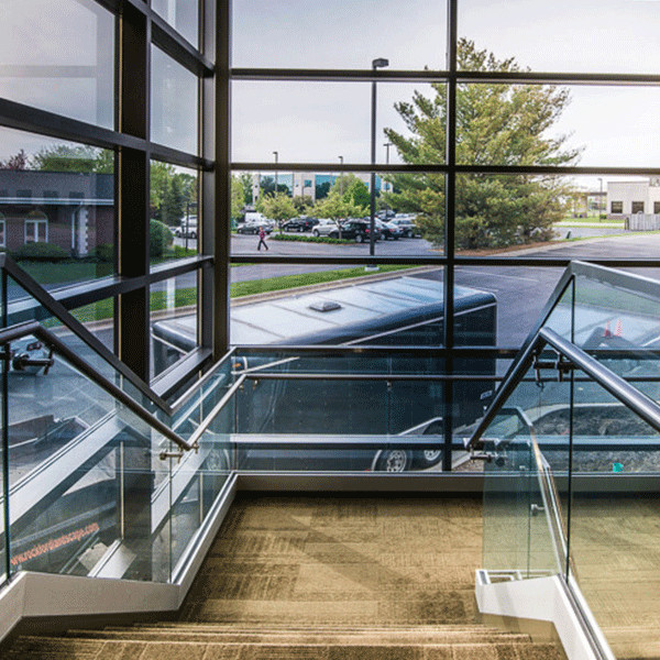 stainless steel handrail u channel glass railing