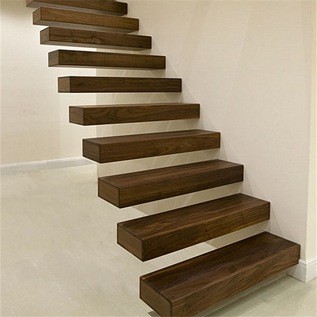 Straight Mild Steel Glass Modern Floating Staircase/Prefab Steel Glass Stair indoor
