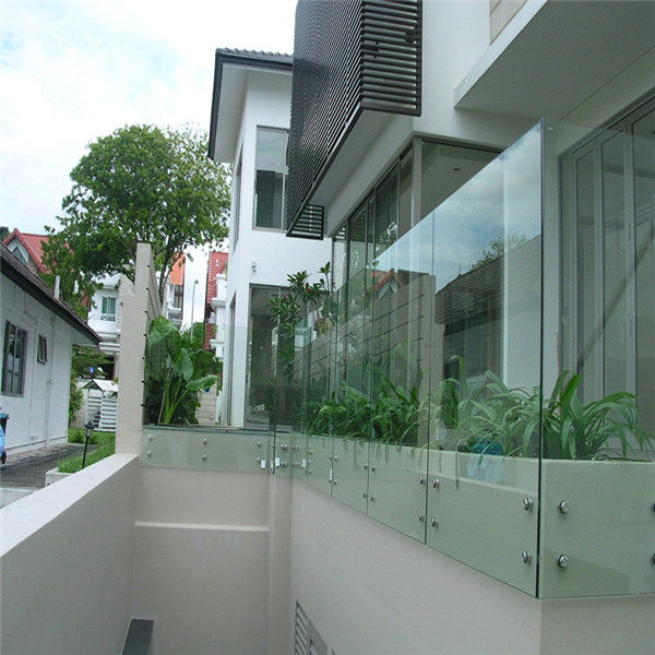 Safety toughened glass railing with standoff fittings stainless steel elbow for balustrade--JJ135