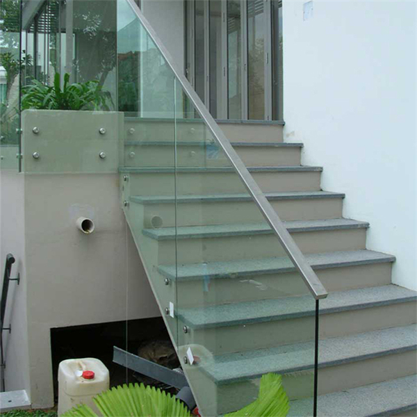 Modern design adjustable stainless steel stair glass railing with wooden balustrade-JJ152