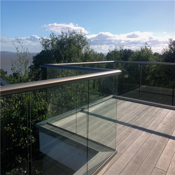 exterior aluminum u base channel glass balustrade glass railing