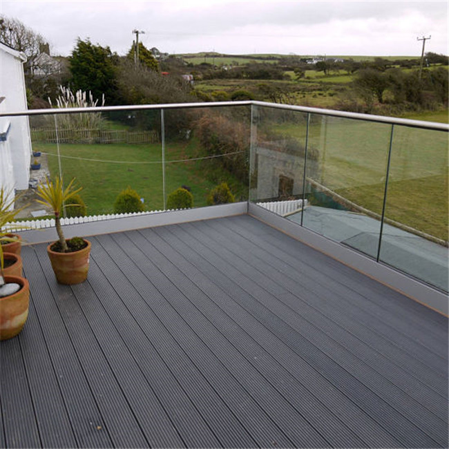 Aluminum frameless U base shoe glass railing design PR-U071
