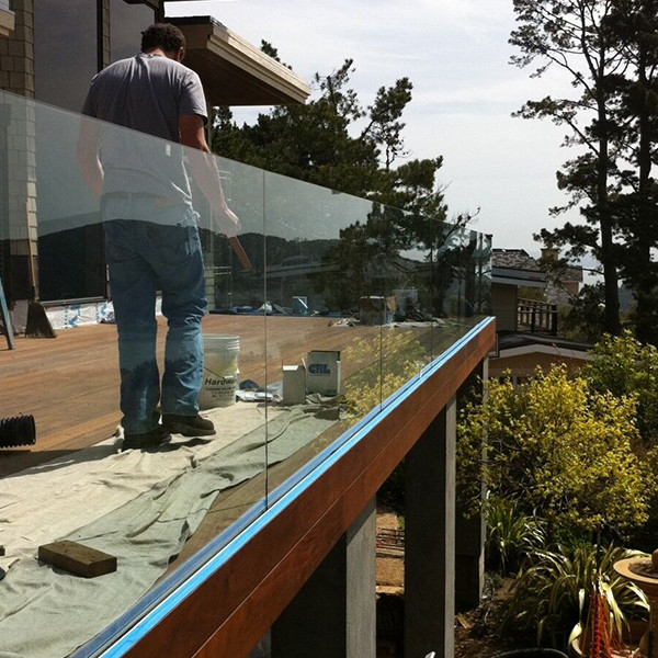 aluminum u channel tempered clear glass railing