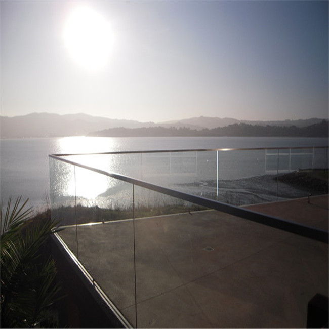 Aluminum frameless U base shoe glass railing design PR-U071