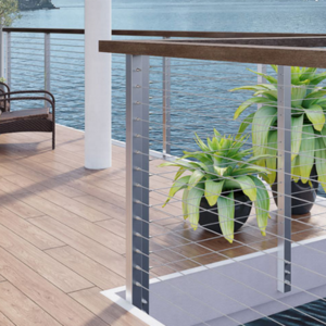 round stainless steel cable railing with balustrade