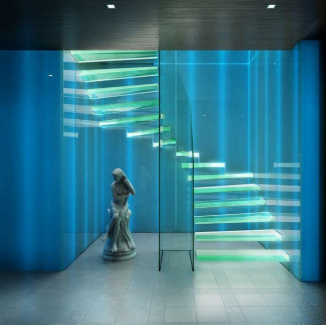 non slip Anti slip Glass Staircase by Tempered Laminated Glass