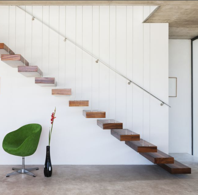 Customized Solid Wood Stairs with Led Lights Tempered Glass Railing Straight Staircase
