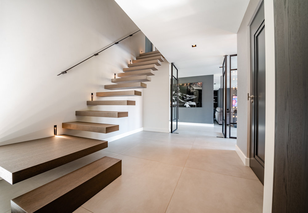 fancy interior hard wood floating stairs price with glass railing