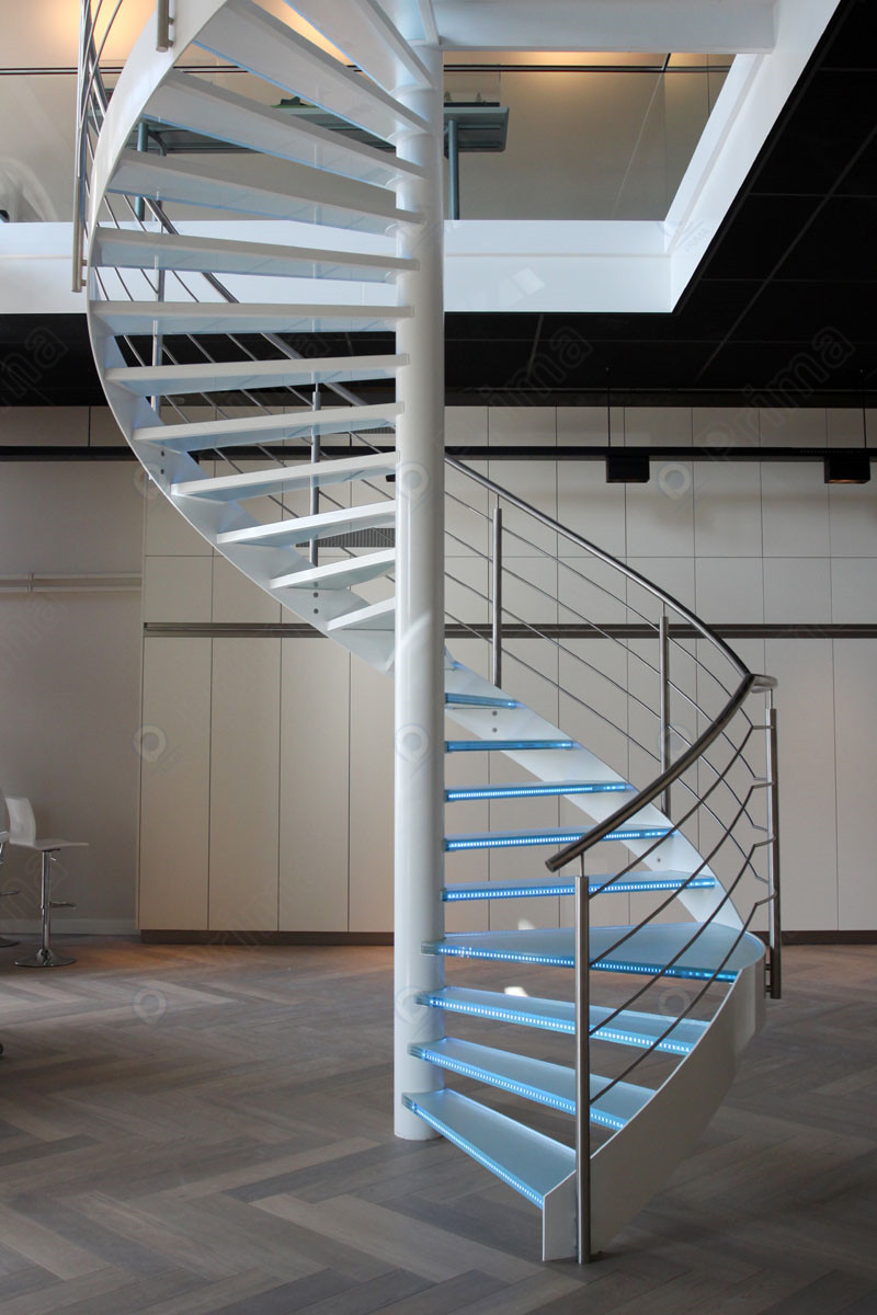 Prima Stairs Interior Spiral Staircase with Glass Fencing Balustrading System Design