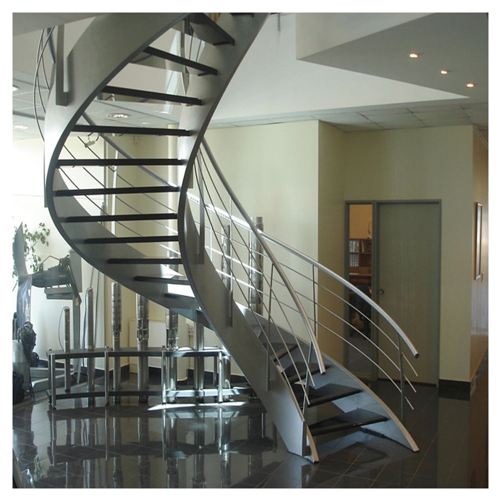 Customized Side Board Beam Curved Staircase