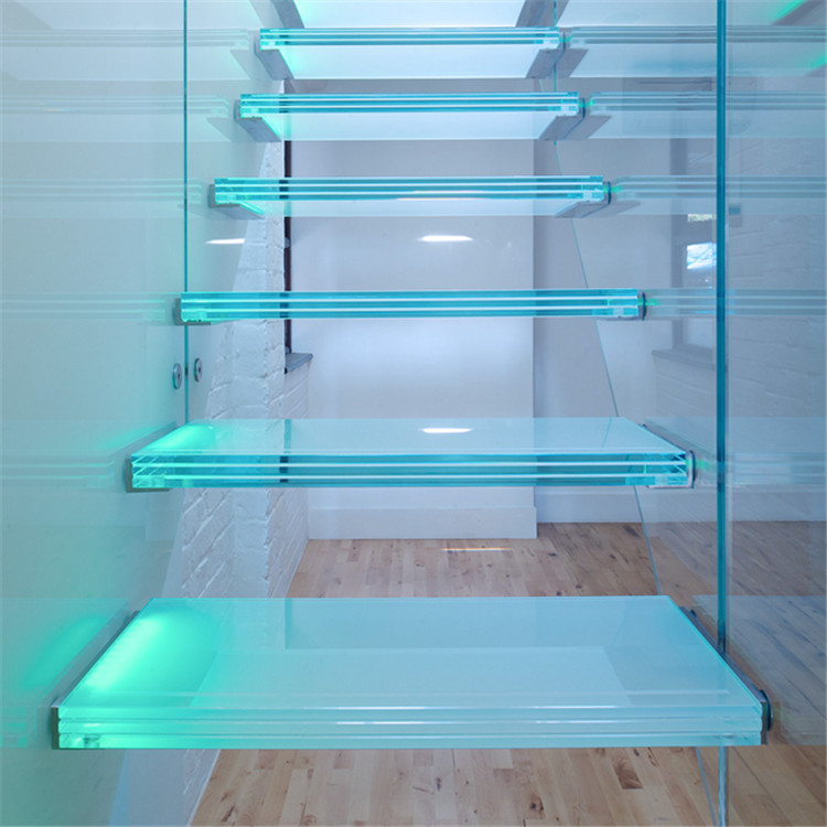 Prima indoor glass tread straight staircase