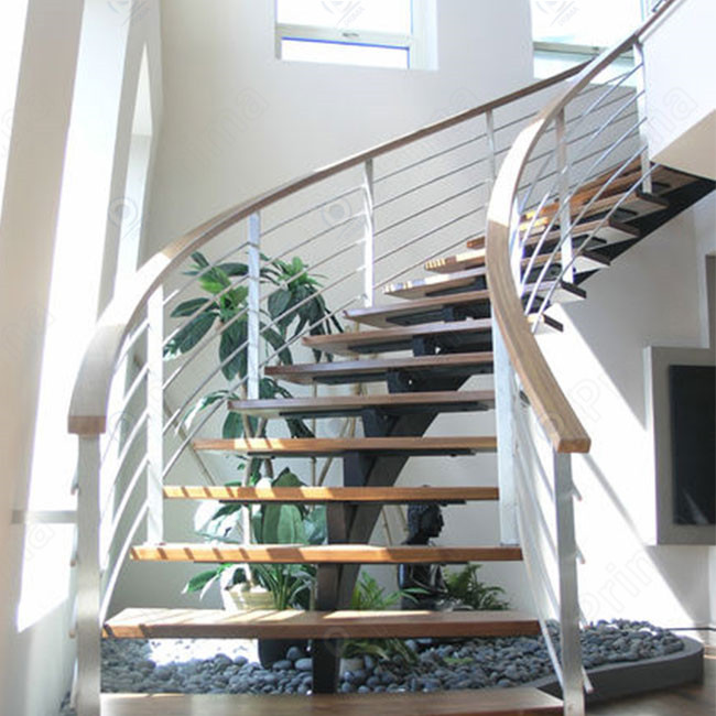 Prima stainless steel glass curved staircase