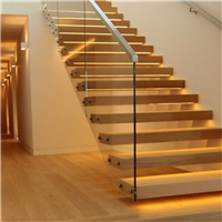 Top Quality floating staircase beech wood steps and stainless steel railing