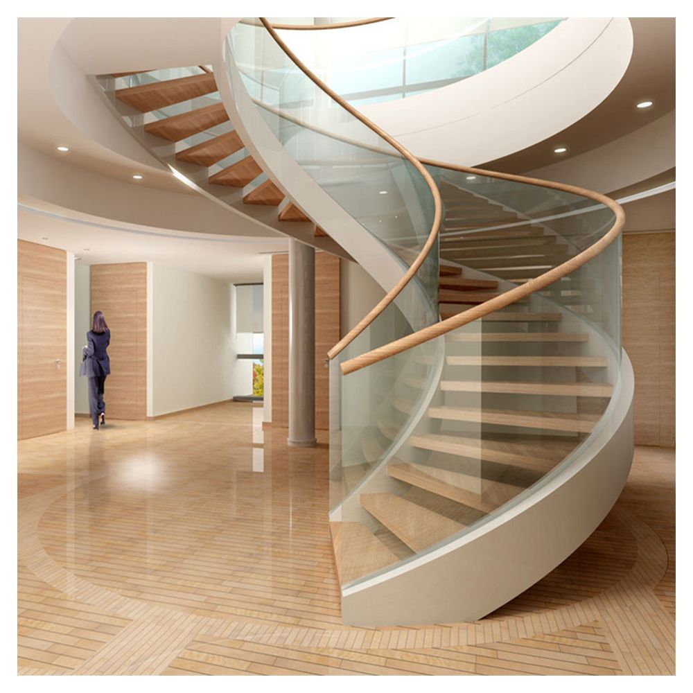 Prima modern minimalist decorative style curved staircase 